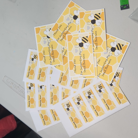 Bee & Honeycomb Business Thank You Cards 50pk & 100 Thank You Stickers Combo - Picture 1 of 10